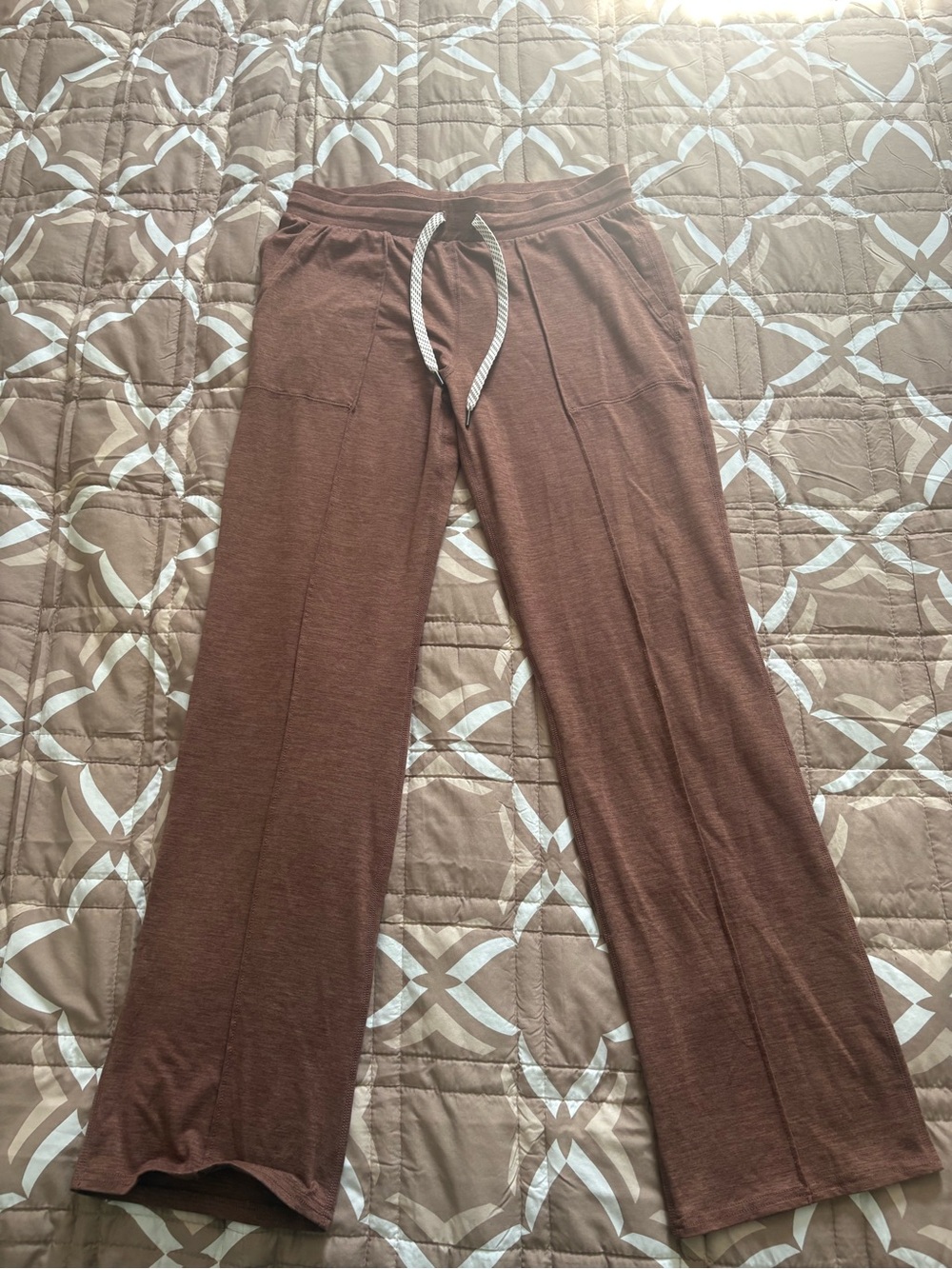 Everyday Wide-Leg Knit Pants in Brown with Drawstring